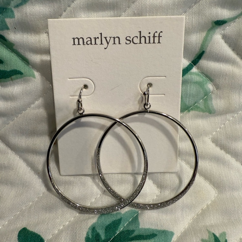 Marlyn Schiff Silver Large Hoop Earrings NWT